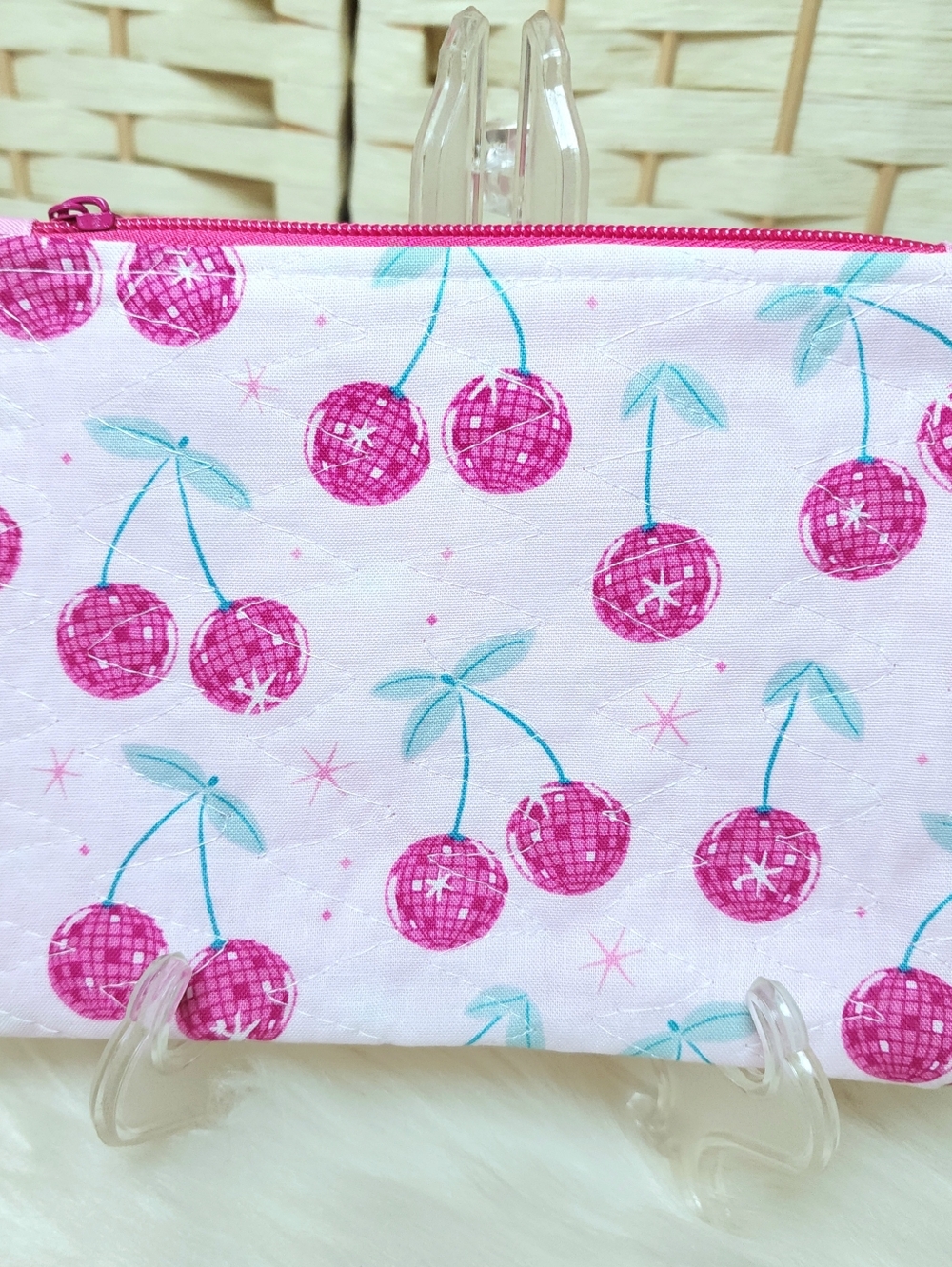 Handmade Quilted Zipper Pouch 100% Cotton Fully Lined Cosmetic Travel Bag